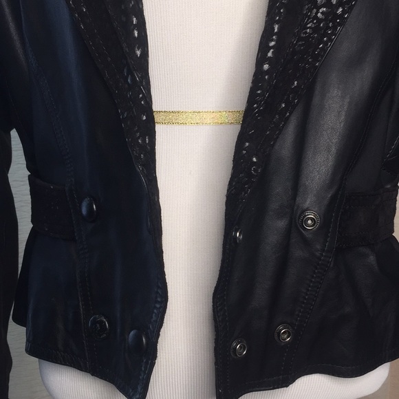Vintage Black Animal Print Chia Leather Jacket - Picture 6 of 14